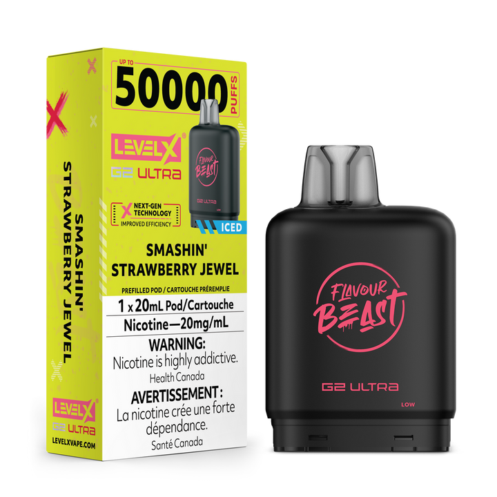 [S] Smashin' Strawberry Jewel Level X Flavour Beast 50K G2 Ultra 20mg 20ml (Without Battery)