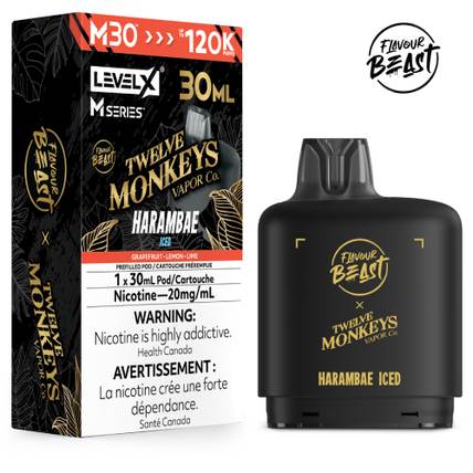 Harambae Iced Level X Flavour Beast 120K M Series Pod 30ml/20mg (Only Compatible with M Series Battery)