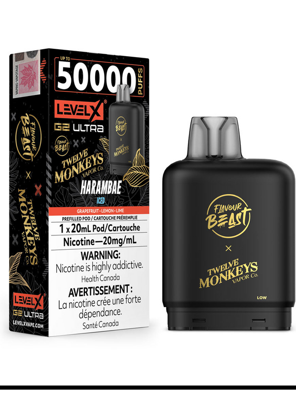[S] Harambae Iced Level X Flavour Beast 50K G2 Ultra 20mg 20ml (Without Battery)