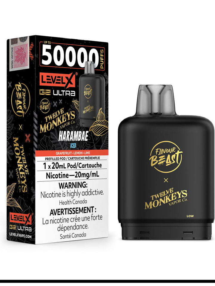 [S] Harambae Iced Level X Flavour Beast 50K G2 Ultra 20mg 20ml (Without Battery)
