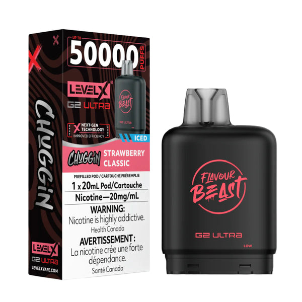 [S] Strawberry Classic Iced Chuggin' LevelX Flavour Beast 50K G2 Ultra (Without Battery)