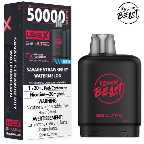 [S] Savage Strawberry Watermelon Iced Level X Flavour Beast 50K G2 Ultra 20mg 20ml (Without Battery)