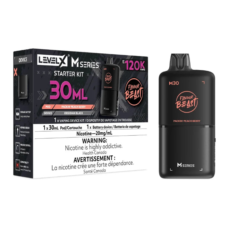 Packin Peach Berry  level X 120k flavour beast M30 starter kit