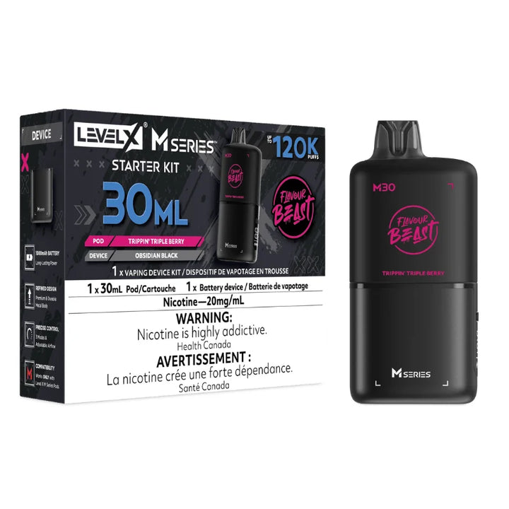 Trippin Triple Berry  level X 120k flavour beast M30 starter kit
