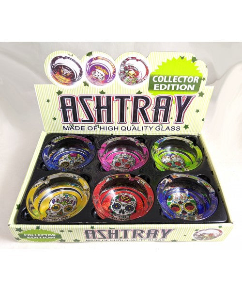 R ound S kull A shtray G lass A shtray -  D isplay o f 6