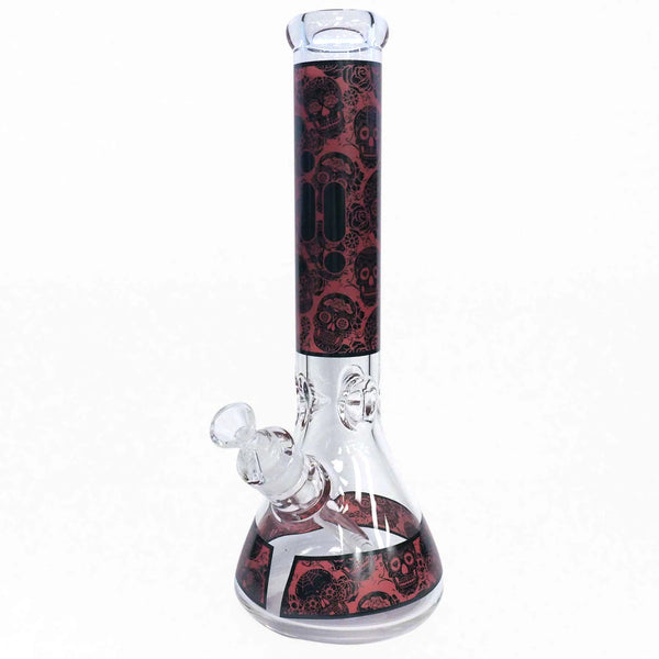 Decal Beaker - 14" 7mm Skull Print (1736)