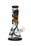 002 | ST002 12 inch 7mm NICE GLASS Skull & Roses Beaker
