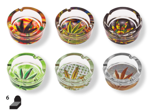 86.2 CRYSTAL LEAF ASHTRAYS 1 6 ASSORTED DESIGNS 0.80