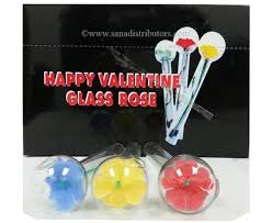 5865 624.5 6 inch x20 Happy Valentine Glass Rose Pipe
