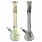 1776.5 | 24" Water Pipe with Beaker Base Chrome Finish with Leaf Design Color Tube Beaker