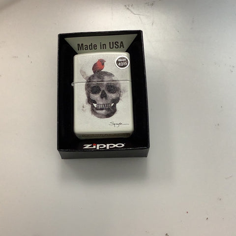 .2 Skull on white Zippo lighter