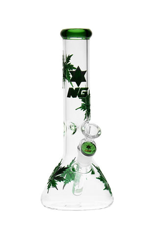 722.5 | L722 11 inch NICE GLASS Electroplated Marijuana Leaf Beaker